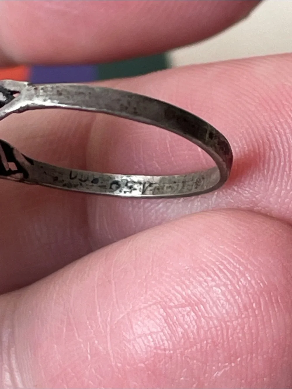 Vintage/antique dainty stamped 800 silver chain twist ring sz 6.5-6.75
